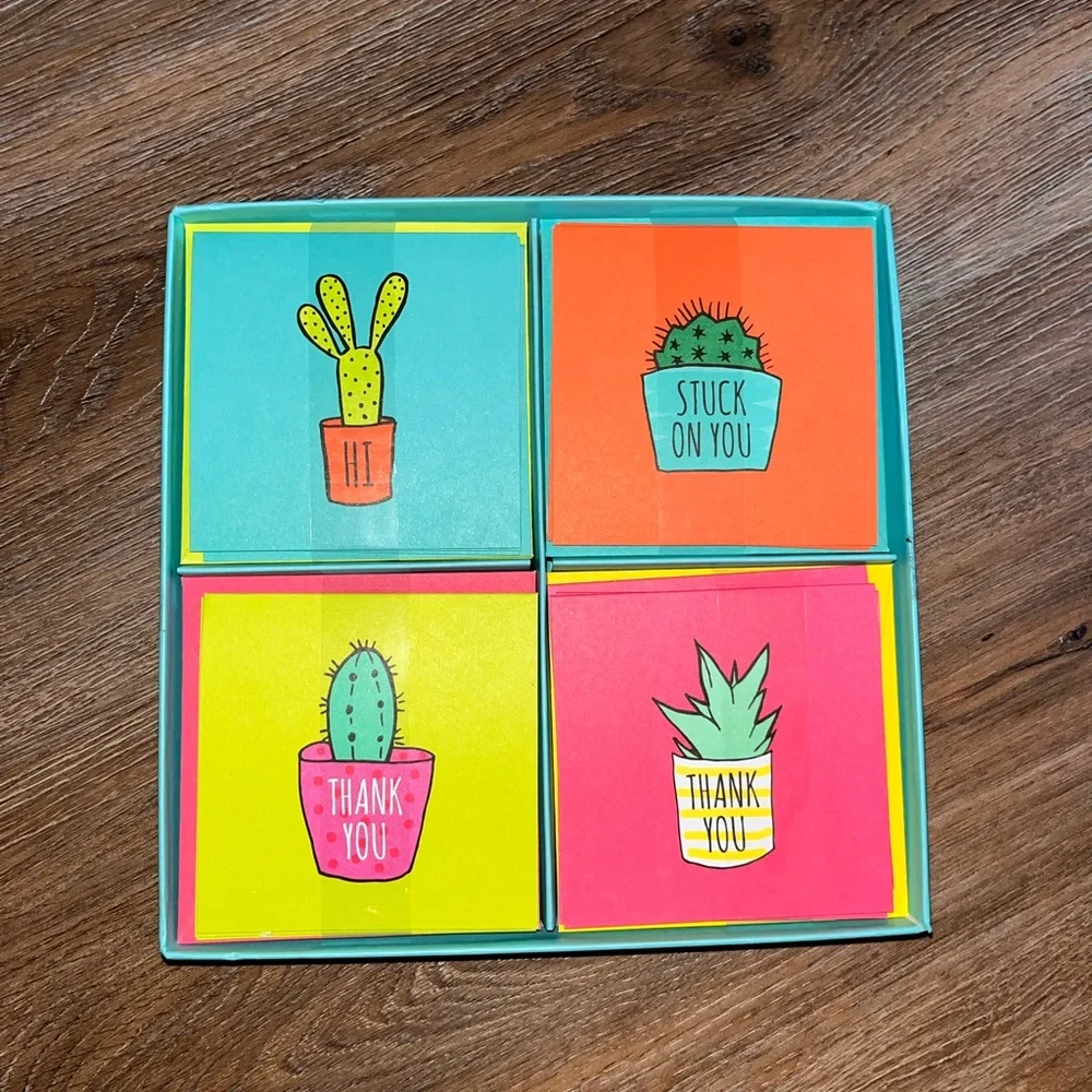 Colorful Cactus Thank You Note Cards Set - Picture 3 of 6